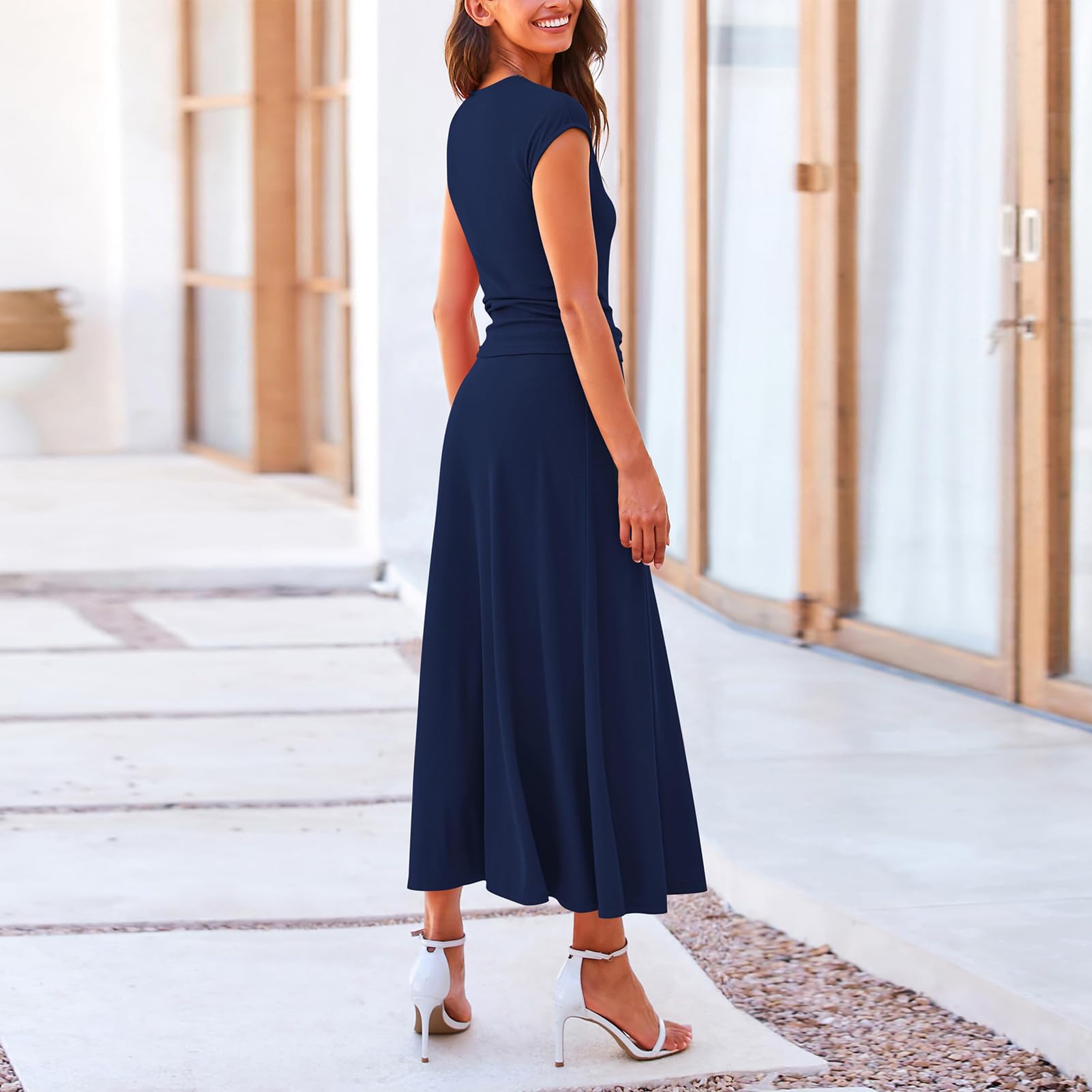 Casual Two Piece Skirt Set Sleeveless Long Ball Gown Suitable For Evening Dresses